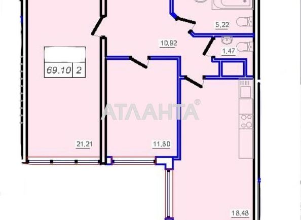 2-rooms apartment apartment by the address st. Zhemchuzhnaya (area 68,8 m²) - Atlanta.ua - photo 24