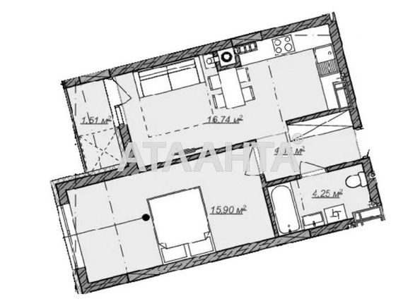1-кімнатна квартира за адресою вул. Навроцького (площа 42,5 м²) - Atlanta.ua
