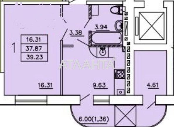 1-кімнатна квартира за адресою Дніпропетровська дор. (площа 40 м²) - Atlanta.ua