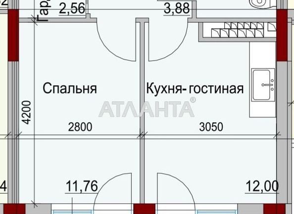 1-room apartment apartment by the address st. Dachnaya (area 36,5 m²) - Atlanta.ua - photo 2