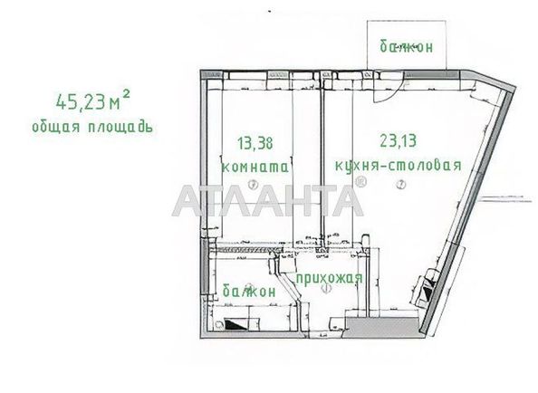 1-кімнатна квартира за адресою вул. Приморська (площа 45,2 м²) - Atlanta.ua - фото 2