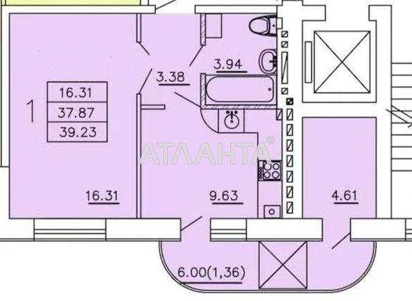 1-room apartment apartment by the address st. Dnepropetrovskaya dor (area 39 m²) - Atlanta.ua - photo 8
