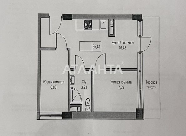 2-кімнатна квартира за адресою 7 км Овідіопольської дор. (площа 36,4 м²) - Atlanta.ua - фото 3