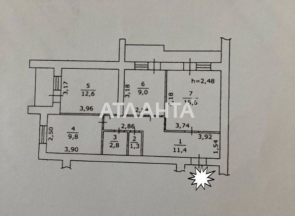3-комнатная квартира по адресу ул. Шума Виталия (площадь 62,5 м²) - Atlanta.ua - фото 2