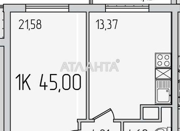 1-комнатная квартира по адресу ул. Сахарова (площадь 45 м²) - Atlanta.ua - фото 2