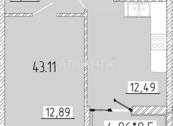 1-кімнатна квартира за адресою вул. Краснова (площа 43 м²) - Atlanta.ua - фото 2