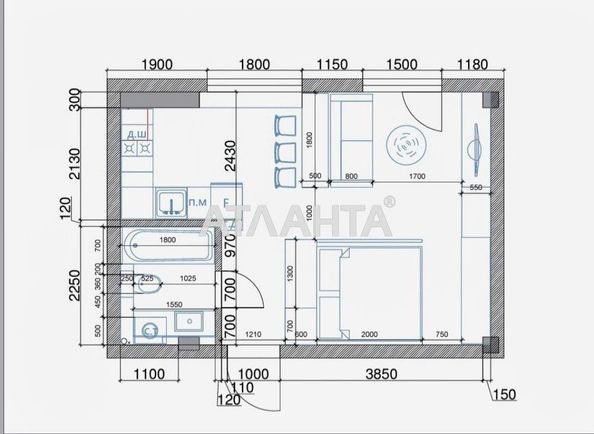 1-room apartment apartment by the address st. Malinovskogo marsh (area 33,8 m²) - Atlanta.ua - photo 8
