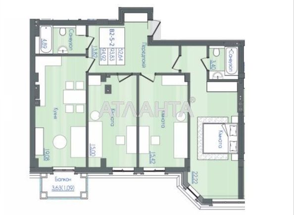 3-rooms apartment apartment by the address st. Fontanskaya dor Perekopskoy Divizii (area 92,2 m²) - Atlanta.ua - photo 2