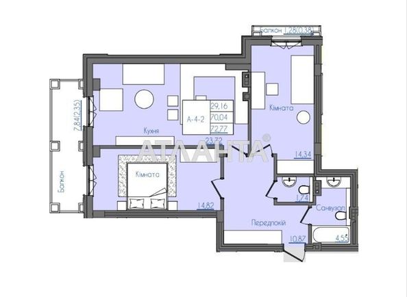 2-кімнатна квартира за адресою Фонтанська дор. (площа 71,7 м²) - Atlanta.ua - фото 9