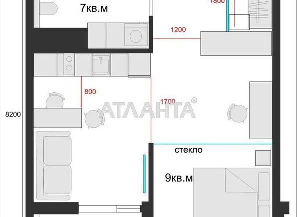 1-комнатная квартира по адресу ул. Краснова (площадь 44 м²) - Atlanta.ua - фото 5
