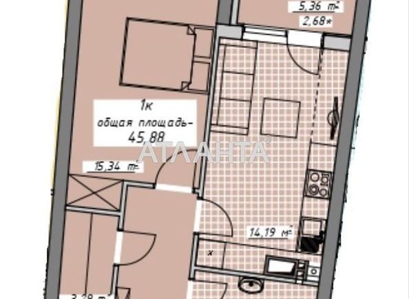1-room apartment apartment by the address st. Kurortnyy per (area 46,0 m²) - Atlanta.ua - photo 9