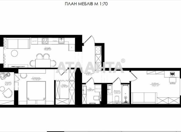 2-rooms apartment apartment by the address st. Zaliznichna (area 71,7 m²) - Atlanta.ua - photo 2