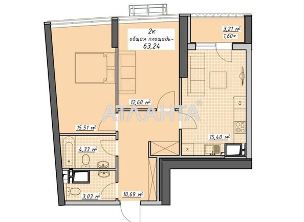 2-кімнатна квартира за адресою Курортний пров. (площа 63,2 м²) - Atlanta.ua - фото 12