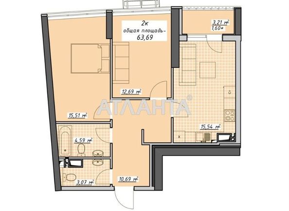2-rooms apartment apartment by the address st. Kurortnyy per (area 63,7 m²) - Atlanta.ua - photo 5