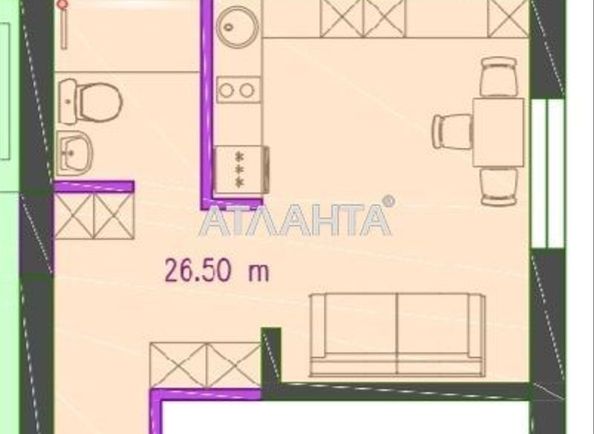 1-комнатная квартира по адресу ул. Соборная (площадь 26,5 м²) - Atlanta.ua