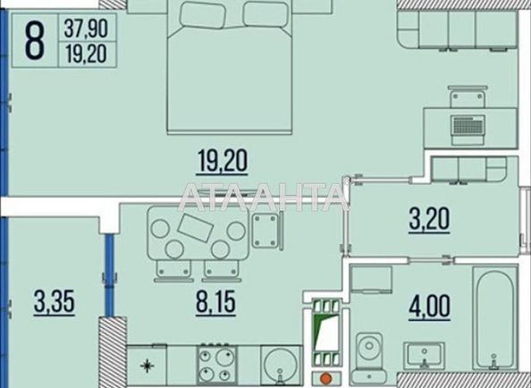 1-комнатная квартира по адресу ул. Бугаевская (площадь 38,3 м²) - Atlanta.ua