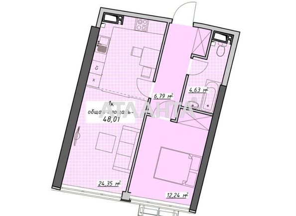 1-комнатная квартира по адресу Курортный пер. (площадь 48,0 м²) - Atlanta.ua - фото 10
