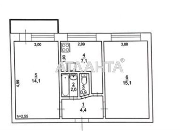 2-rooms apartment apartment by the address st. Bulv Perova (area 45 m²) - Atlanta.ua - photo 9