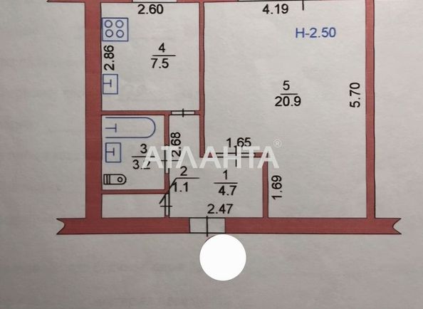 1-кімнатна квартира за адресою вул. Паркова (площа 38,3 м²) - Atlanta.ua - фото 2