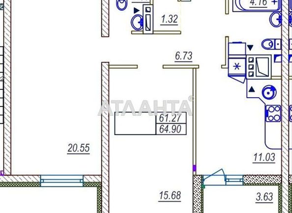 2-кімнатна квартира за адресою вул. Середньофонтанська (площа 65 м²) - Atlanta.ua