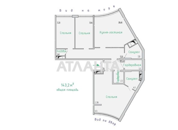 3-комнатная квартира по адресу ул. Каманина (площадь 143,2 м²) - Atlanta.ua - фото 2