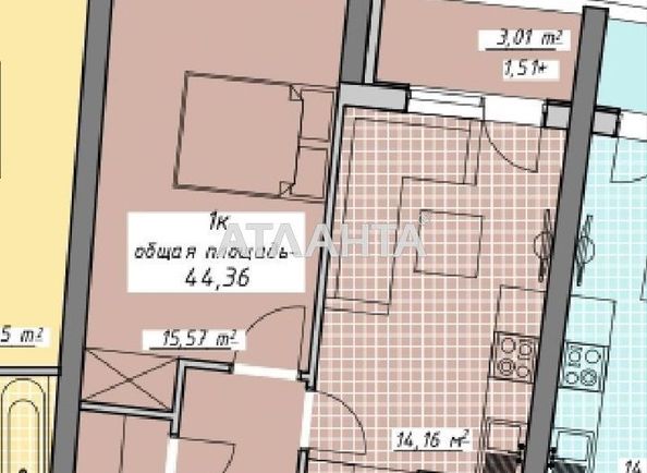 1-room apartment apartment by the address st. Kurortnyy per (area 44,8 m²) - Atlanta.ua