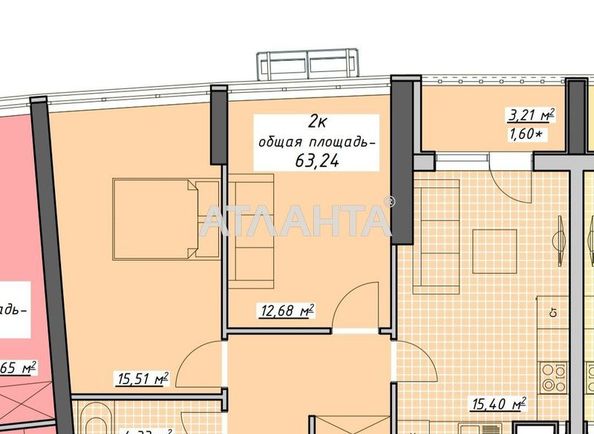 1-room apartment apartment by the address st. Kurortnyy per (area 63,2 m²) - Atlanta.ua - photo 2