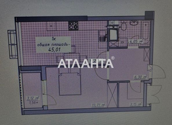 1-комнатная квартира по адресу Курортный пер. (площадь 45,1 м²) - Atlanta.ua - фото 2