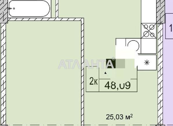 1-room apartment apartment by the address st. Chubaevskaya Selsovetskaya (area 48,1 m²) - Atlanta.ua