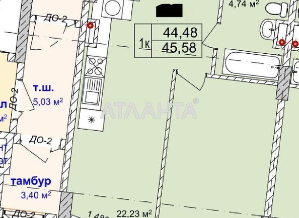 1-room apartment apartment by the address st. Chubaevskaya Selsovetskaya (area 45,6 m²) - Atlanta.ua