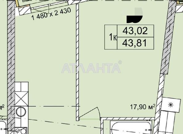 1-room apartment apartment by the address st. Chubaevskaya Selsovetskaya (area 43,8 m²) - Atlanta.ua