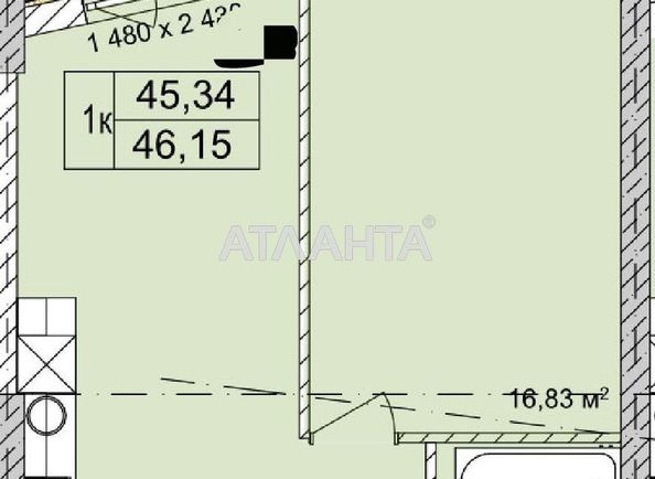 1-room apartment apartment by the address st. Chubaevskaya Selsovetskaya (area 46,2 m²) - Atlanta.ua
