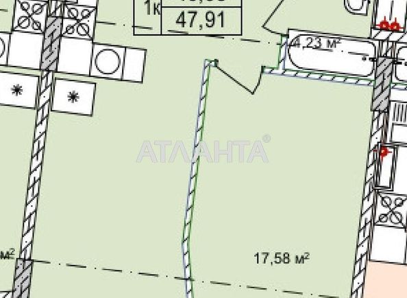 1-комнатная квартира по адресу ул. Чубаевская (площадь 48 м²) - Atlanta.ua