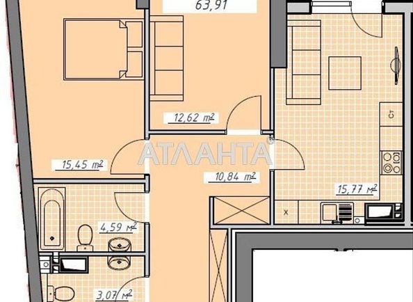 1-room apartment apartment by the address st. Kurortnyy per (area 63,2 m²) - Atlanta.ua - photo 2