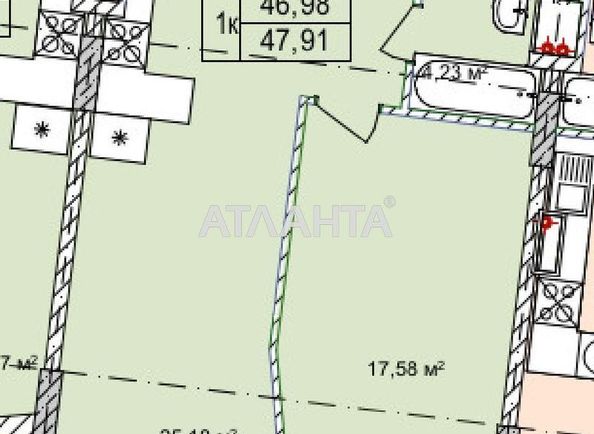 1-room apartment apartment by the address st. Chubaevskaya Selsovetskaya (area 48 m²) - Atlanta.ua