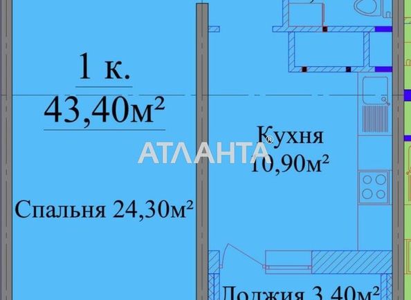 1-комнатная квартира по адресу ул. Жаботинского (площадь 45,3 м²) - Atlanta.ua - фото 6