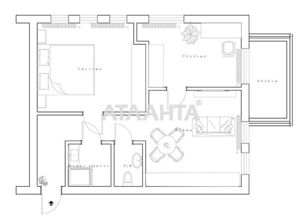 2-rooms apartment apartment by the address st. Orlika Pilipa (area 58 m²) - Atlanta.ua - photo 22