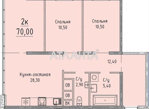 2-кімнатна квартира за адресою вул. Гагарінське плато (площа 69,2 м²) - Atlanta.ua - фото 4