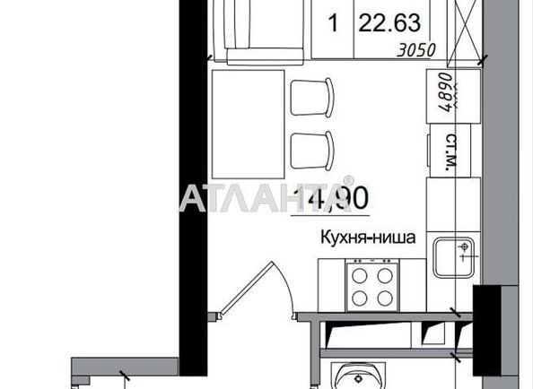 1-комнатная квартира по адресу ул. Спрейса (площадь 23,2 м²) - Atlanta.ua - фото 2