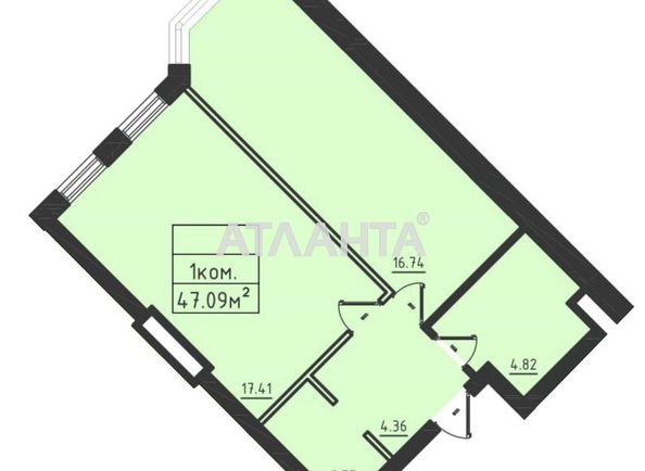 1-кімнатна квартира за адресою вул. Дача Ковалевського (площа 47,6 м²) - Atlanta.ua