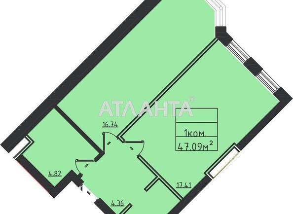 1-кімнатна квартира за адресою вул. Дача Ковалевського (площа 47,6 м²) - Atlanta.ua - фото 2