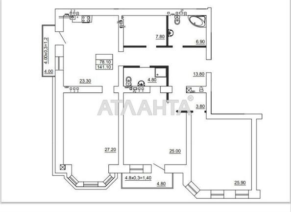 3-комнатная квартира по адресу ул. Литвака Бориса (площадь 140 м²) - Atlanta.ua - фото 3