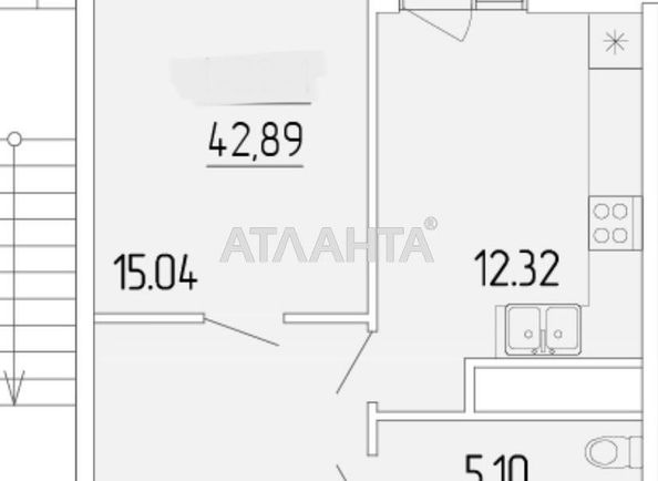 1-комнатная квартира по адресу ул. Краснова (площадь 42,9 м²) - Atlanta.ua - фото 2
