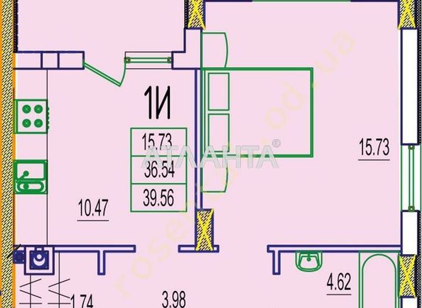 1-комнатная квартира по адресу ул. Строительная (площадь 40 м²) - Atlanta.ua