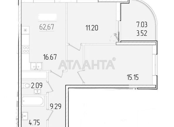 2-комнатная квартира по адресу ул. Краснова (площадь 62,7 м²) - Atlanta.ua - фото 2
