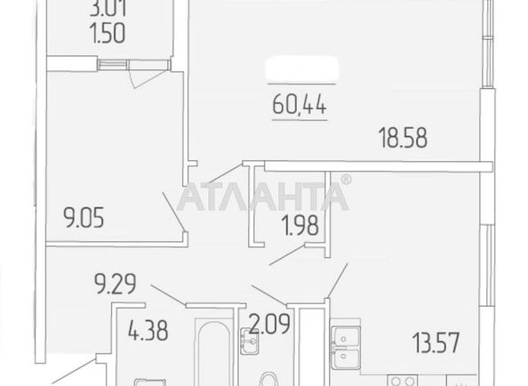 1-комнатная квартира по адресу ул. Краснова (площадь 60,4 м²) - Atlanta.ua - фото 6