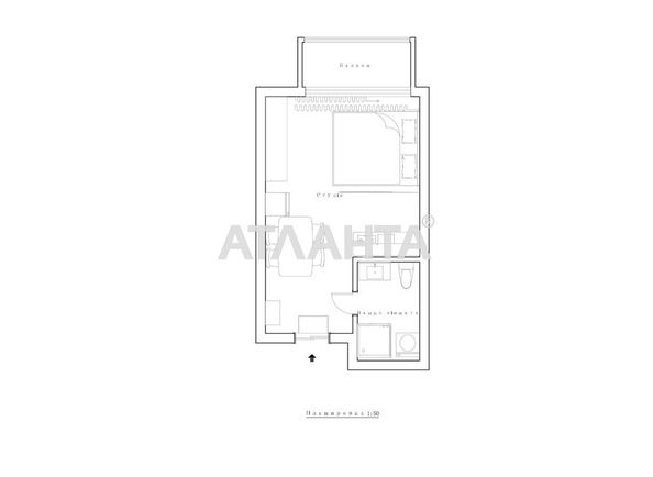 1-кімнатна квартира за адресою вул. Бочарова ген. (площа 23,1 м²) - Atlanta.ua - фото 12