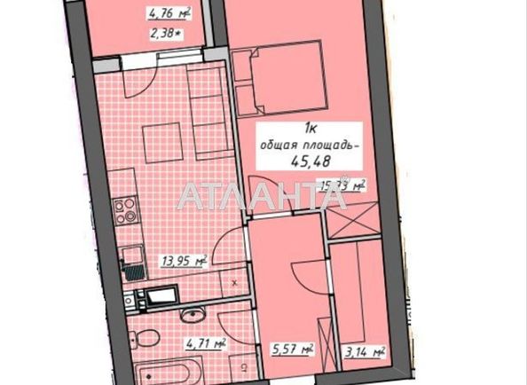 1-кімнатна квартира за адресою Курортний пров. (площа 45,5 м²) - Atlanta.ua - фото 2