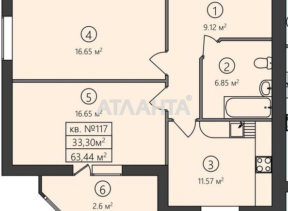 2-комнатная квартира по адресу ул. Семейная (площадь 65 м²) - Atlanta.ua