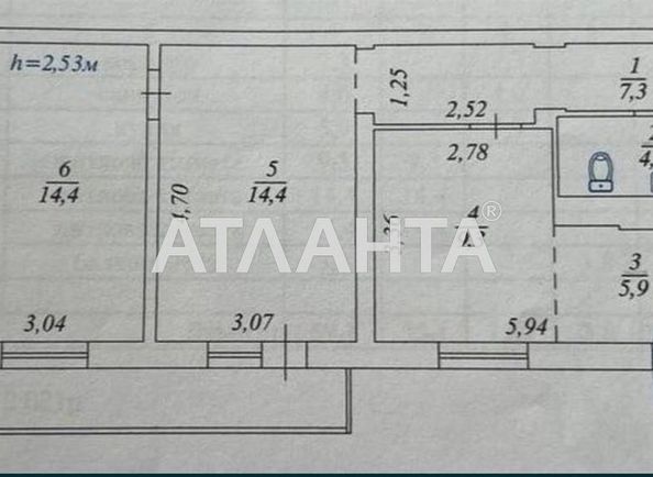 3-rooms apartment apartment by the address st. Zagrebelnogo Pavla (area 60 m²) - Atlanta.ua - photo 19